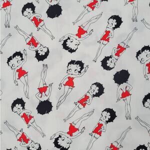 Betty Boop White Red Fabric 90s Rockabilly‎ Pinup Retro Cotton